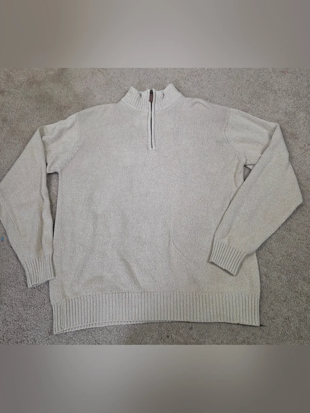 Oscar de la Renta Men's Zip-Neck Sweater in Light Beige